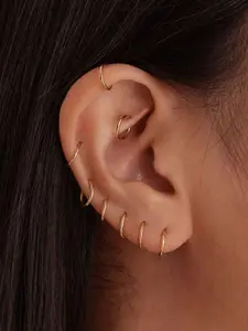 5 Pairs Small Hoop Earrings for Women: 18K Gold Plated Huggie Hoop Earrings for Cartilage Helix Tragus, Tiny Thin Hoop Earrings