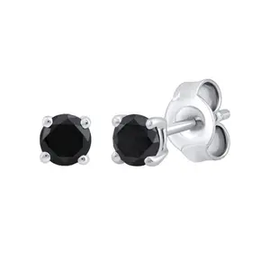 Dewberry 0.5 Ct Round Cut Black Diamond Stud Earrings for Women & Men in 14K White Gold Plating over 925 Sterling Silver
