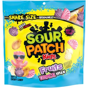 SOUR PATCH KIDS Fruits Tropical Mix Soft & Chewy Candy, Share Size, 11.11 oz SOUR PATCH KIDS Fruits Tropical Mix Soft & Chewy Candy, Share Size, 11.11 oz