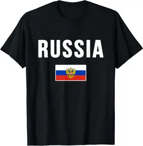 100%cotton Russia Russian Flag T-Shirt Menswear Top