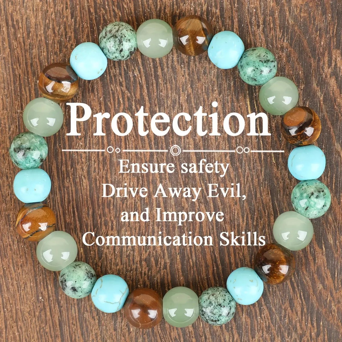 1pc GADASLUY  Tiger Eye & Green Aventurine Beaded Protection Bracelet, Solid Format, Ideal Valentine's Day Gift for Moms and Loved Ones