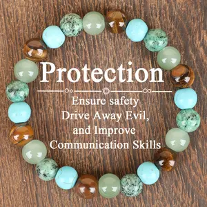 1pc GADASLUY  Tiger Eye & Green Aventurine Beaded Protection Bracelet, Solid Format, Ideal Valentine's Day Gift for Moms and Loved Ones