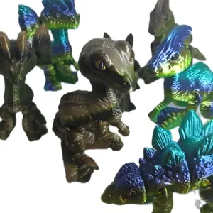 Flexi 3D Dinos Articulated Fidget Toy.  Velociraptor, stegosaurus, parasaurolophus and dilophosaurus.