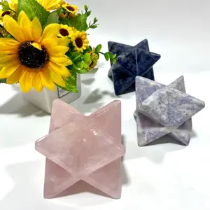 1 Count Rose Quartz Merkaba Crystal 80~85MM Star for Meditation - Energetic Tetrahedron Crystal and Healing Stones for Spiritual Growth and Healing