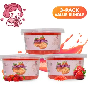 Sip'n Pearls Bursting Boba Pearls (3 PACK VALUE BUNDLE| Ready to Eat Fruit Juice Popping Pearls for Drinks, Desserts, Bubble Tea, Yogurt, Smoothies