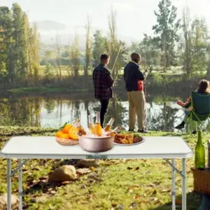 Ultimate fold table - 4ft Silver & White Outdoor Folding Table for Pop-Up Events & Backyard Chilling - Lightweight Portable & Durable for Vendors & Families Fold & Go