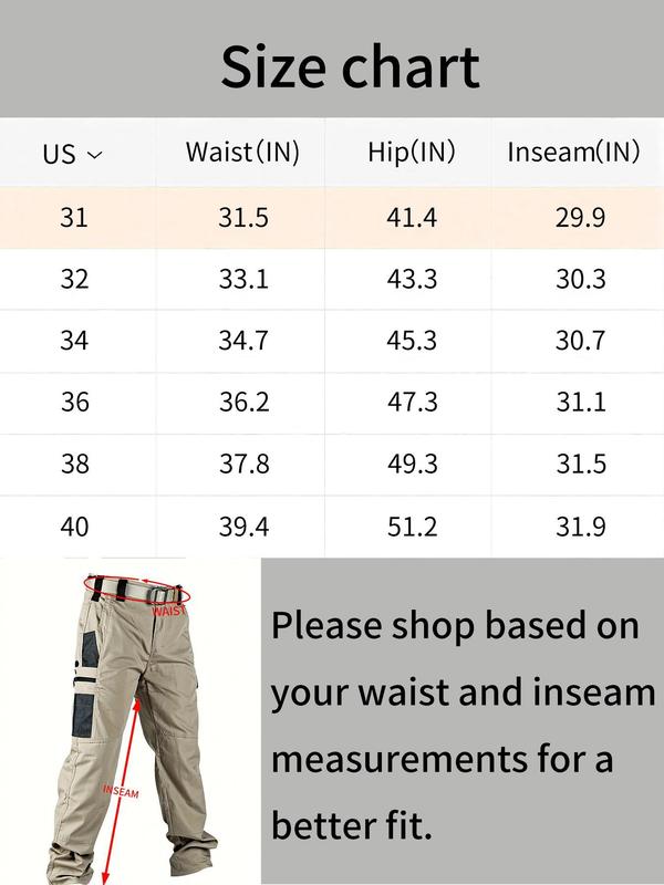 HOMUG Men's Solid Color Waterproof Tactical Work Pants - 3-Piece Set, Belt-Free, Multi-Pocket, Durable Outdoor Hiking & Casual Pants (Regular Fit)