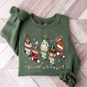 Dachshund Christmas Sweatshirt, Dachshund Christmas Shirt, Dog Lover Gift, Dachshund New Year Shirt, Christmas Crewneck, Dachshund Mom Shirt Classic Cotton