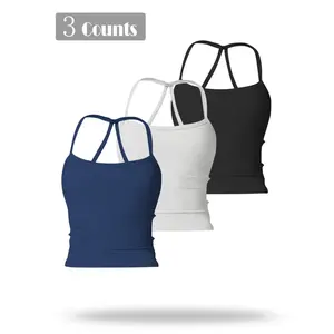 Women's Solid Color Sports Cami Top, Breathable Comfortable Sporty Sleeveless Top, Ladies Sportswear for Indoor Outdoor Wear, Gym Workout Tops, Fitness Clothes Tops