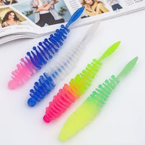 High Sensitivity Pin Tail Grub Silicone Lure Set, Micro Bionic Threaded Design for Freshwater & Saltwater Fishing, Multi-Color Options, Portable Outdoor Fishing Gear Upgrade, Ideal for Various Fishing Scenes.