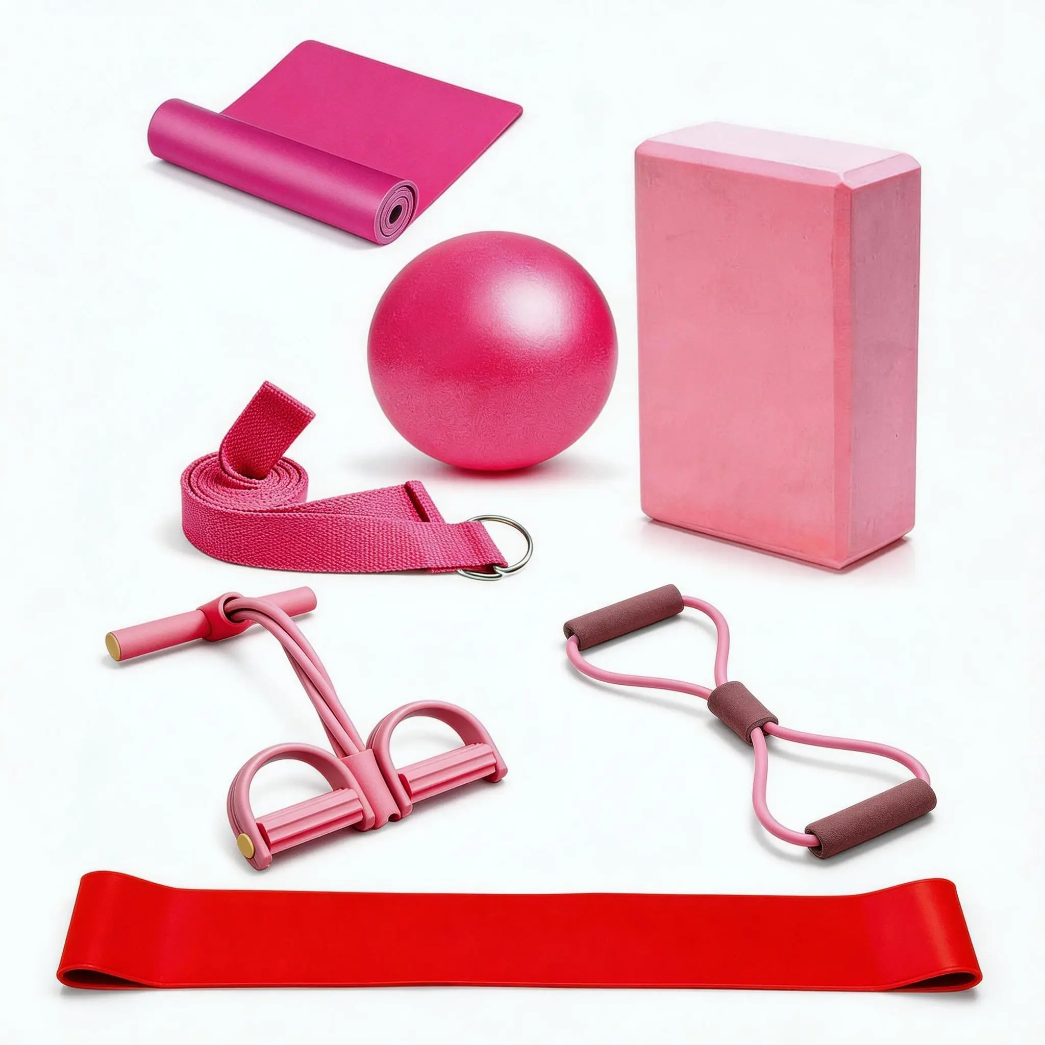 Home Pilates Essentials Kit for Women,Multifunctional Pilates,Pilates Equipment Set with 9 Inch Yoga Ball,Figure 8 Resistance Band,Pilates Bands,Pilates Ring and Ball Set for Beginners Home Workouts,Christmas, New Year