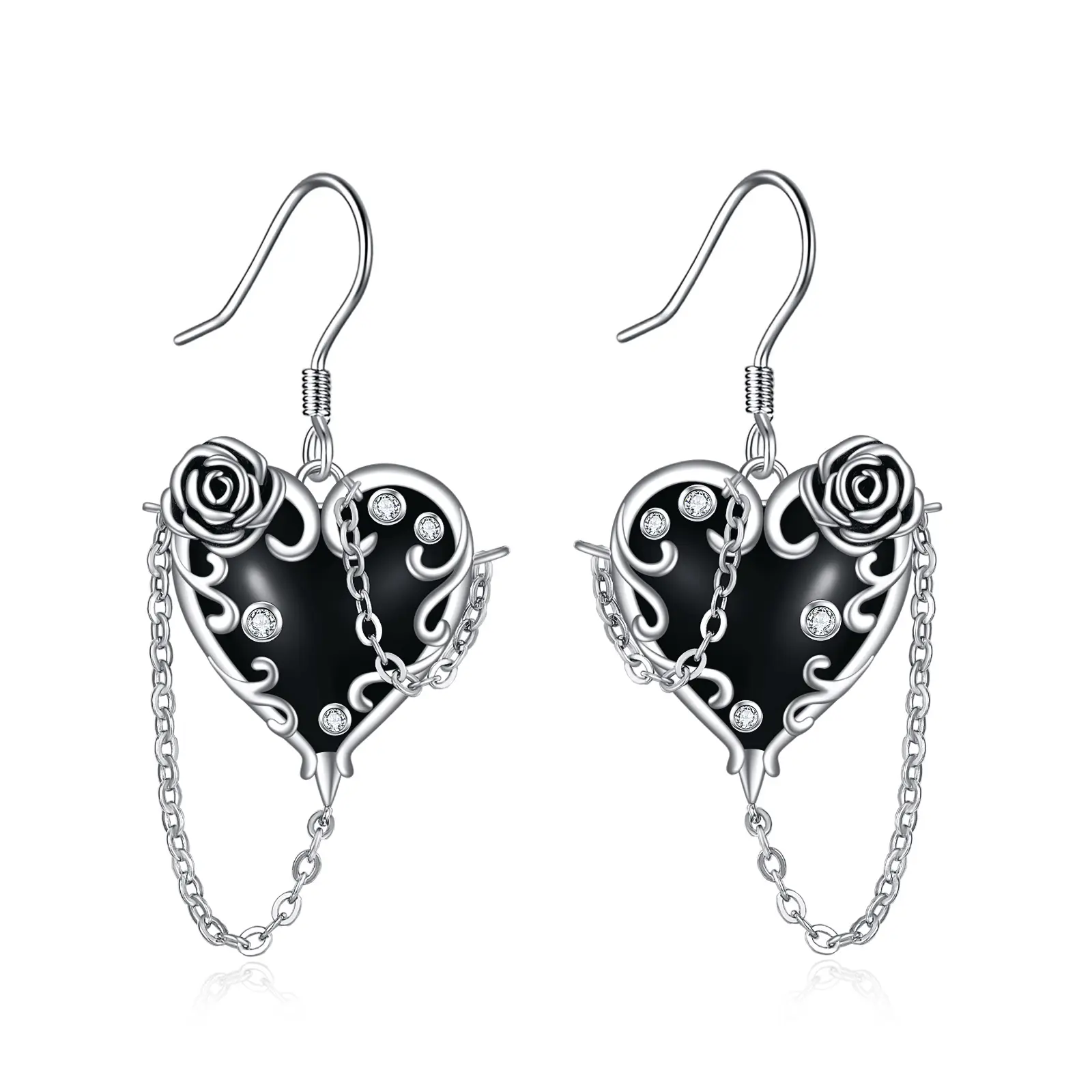 YFN Gothic Witches Heart Earrings for Women 925 Sterling Silver Halloween Gifts Gothic Jewelry