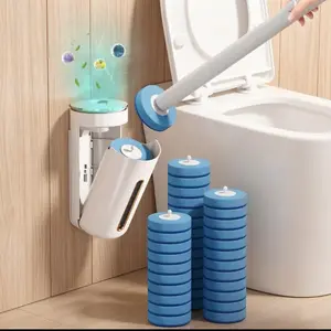 Toilet Scrubber Kit with Self-Cleaning Disposable Pads – No Pre-Rinse, No Mess, No Odor , Simplifies Bathroom Hygiene，Wall-Mount Disposable Toilet Bowl Cleaning Kit Wall-Mounted Brush Cleaner