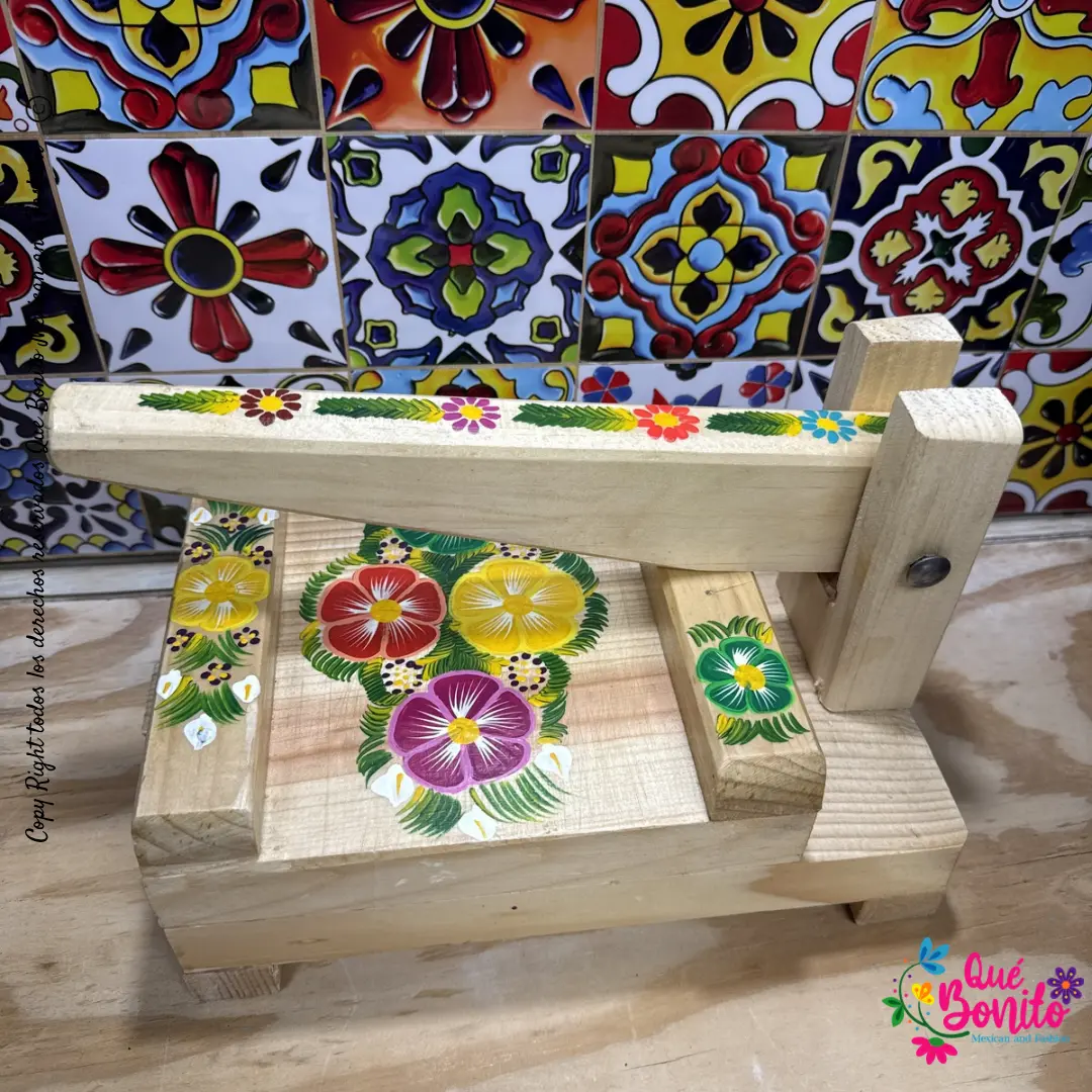 Tortillera Press Wood Hand Painted