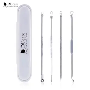 4 Pcs Professional Acne Needle Beauty Set with Mini Storage Box, Medical Grade Stainless Steel Needles, Remove Blackheads, Pimples, Whiteheads