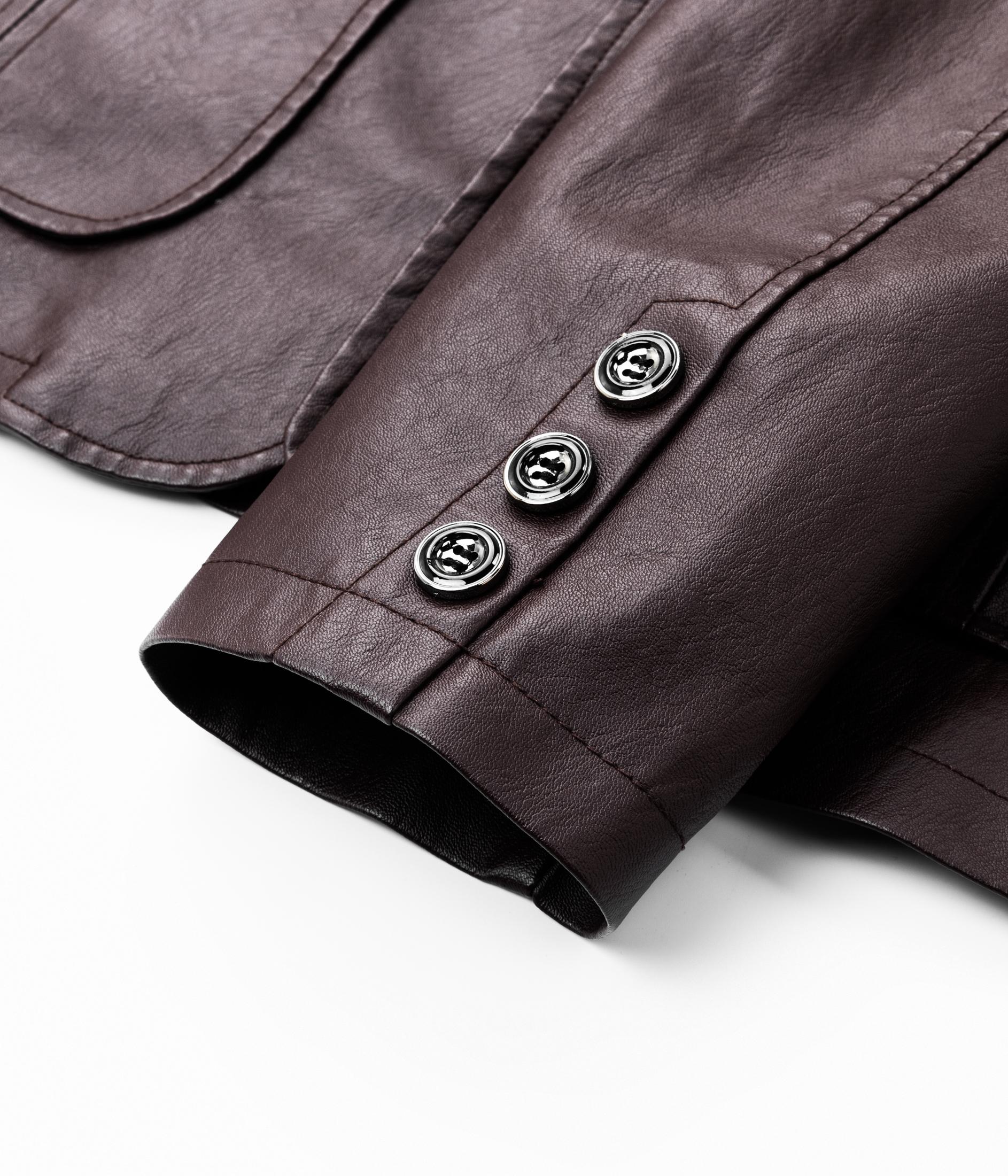 Men's Chic Faux Leather Slim-Fit Double-Button Blazer - Plain, Do Not Iron Business Casual Menswear for All-Seasons Commuting