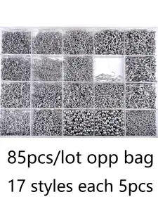 85pcs Stainless Steel Belly Rings Set, Colorblock Pattern, Casual Style, All Seasons Body Jewelry, 17 Models, Bulk Pack, Belly Button Jewelry, Body Piercings Set