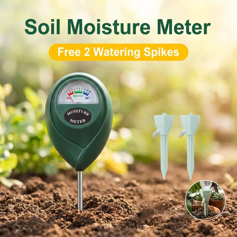 Portable Soil Moisture Mtr with Metal Probe, Color-Coded Dial Humidity Tester for Indoor Potted Plants, Lawn & Garden Gardening Care
