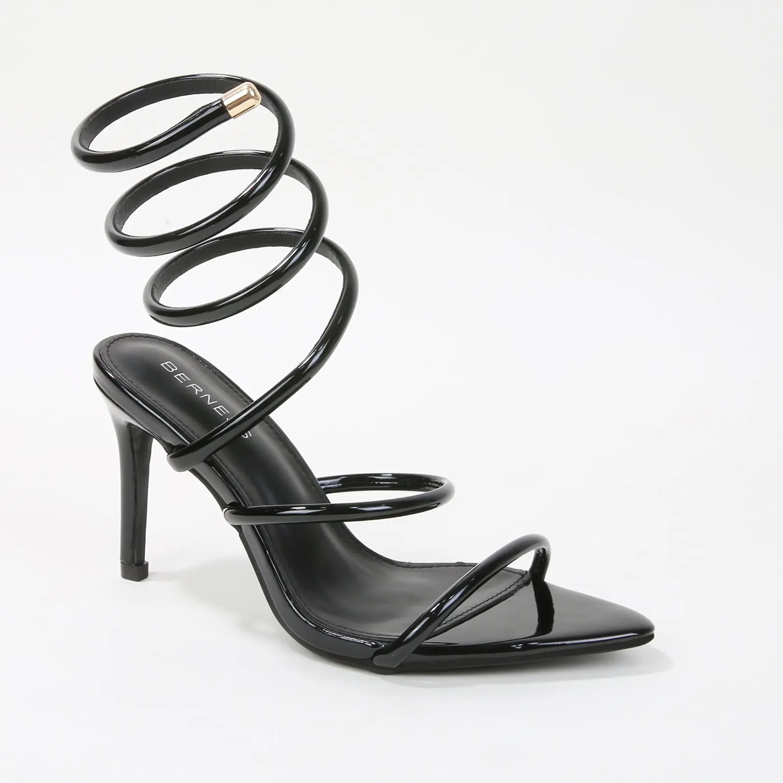 BERNESS Women's Patent Wraparound Stiletto Heel Sandals - Lace-Up, Padded Footwear Shoe, Sandals For Women, Heels Shoes For Women