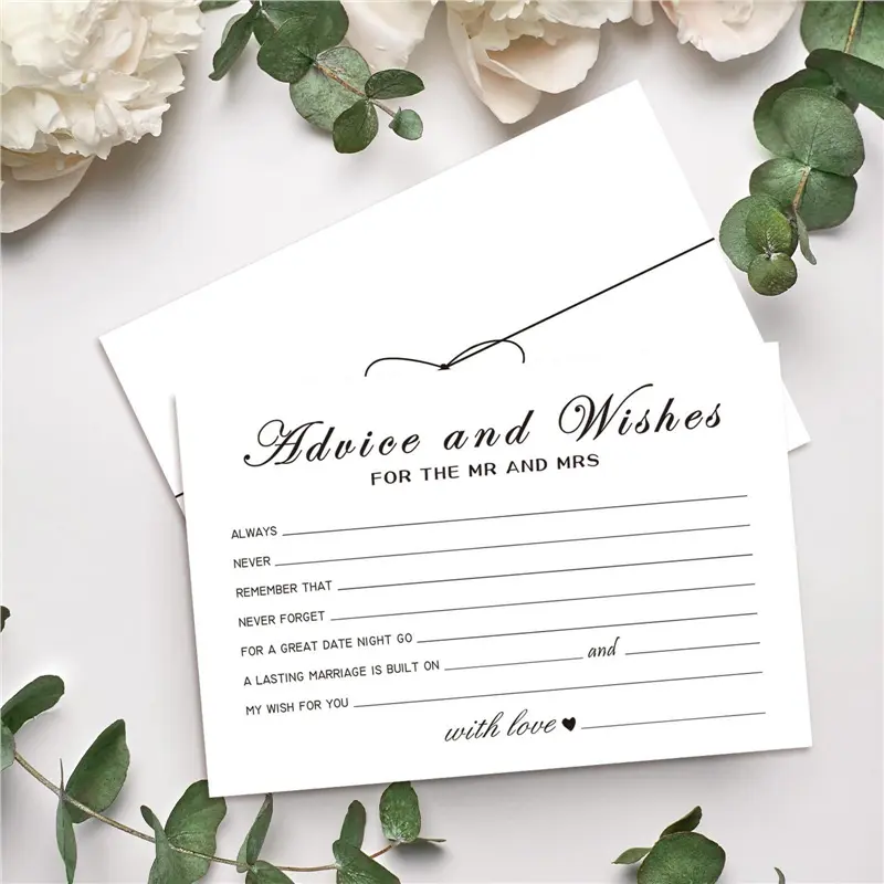 Wedding Advice Card, 80pcs/set Blank Wedding Wish Card, Personal Messages, Stationery, Gift Packaging Supplies for Wedding Bridal Shower Party Engagement Activity, Wedding Cards Congratulations