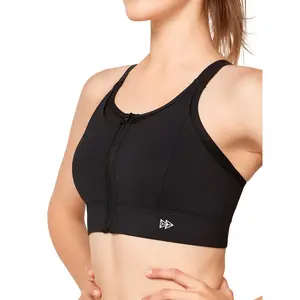 2024 Yvette Sports Bra Adjustable Front Zipper High Impact Supportive Mesh Racerback Bras for Large Busts