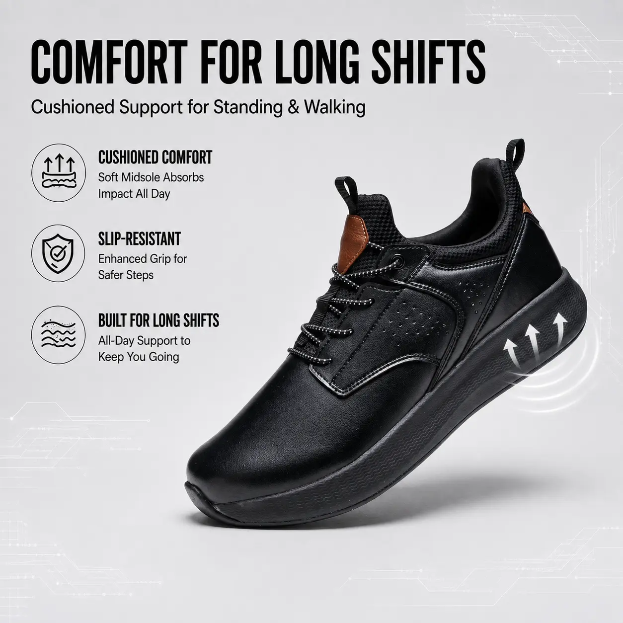 Men's Work & Safety Footwear, Waterproof - Slip-Resistant, Oil-Resistant Cushioned Sneakers for Kitchen Workers