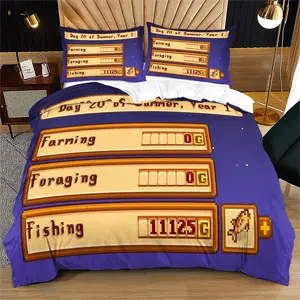 Pixel Art Gaming Bedding Set, Super Soft Comfortable Sheet & Pillowcases, Bedroom Essentials, One Size Fits All, No Core Included