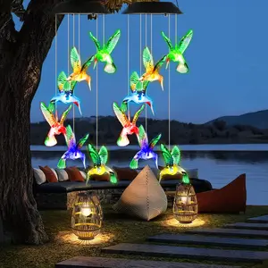 2Pcs Solar Hummingbird Wind Chime 7 Color Changing Wind Chime For Outside IPX4 Waterproof Outdoor Garden Yard Decor#homeupgrade#homeimprovement