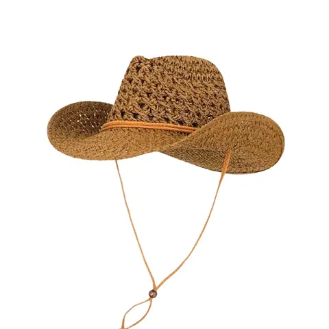 Bohemian Beach Sun Hat, Handwoven Fashion Western Cowboy Straw Hat, UV Protection Windproof Casual Hiking Cap, Street Hollow Out Geometric Pattern Travel Hat, Casual Outdoor Hat, Bohemian Western Sunhat, Casual Summer Hat