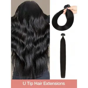 30g/pack 50strands/pack U Tip Human Hair Extensions Straight Hot Fusion Hair Natural Real Hair Keratin Glue Hair Extensions 12inch-20inch Blonde Black Brown Hair
