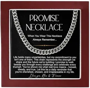 Men’s Promise Necklace with Romantic Devotion Message Card – Jewelry Gift for Boyfriend or Husband – Commitment and Love Keepsake Necklace