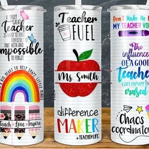 Teacher apple with name tumbler