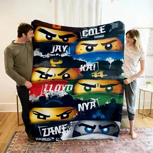 Cartoon N-NinJAGO Flannel Blanket Figures Home Sofa Lunch Break Blankets Children Student Blanket Nap Cover Kids Travel Gift
