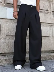 Men's Loose Fit Wide Leg Pants, Casual Commuter & Daily Wear, High-End Slimming Suit Long Pants, All Seasons Fashion, Casual Chic Trousers