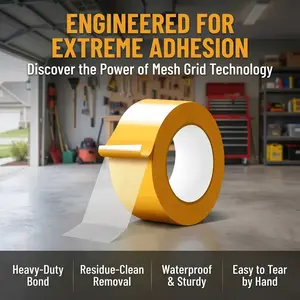 1pcs grid double-sided tape, waterproof, hand tearable, leaving no marks, no need to drill holes, will not get dirty, suitable for carpets, walls, homes, garages, residue cleaning and removal, no sticky marks