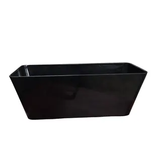 212 MAIN 16in. Black Rectangular Self-Watering Planter - Bamboo Fiber, Biodegradable, Natural, No Plastic, Root Aeration Support, Bamboo Blooms 5-16003 Model, Bamboo Fiber Planter, Biodegradable Planter
