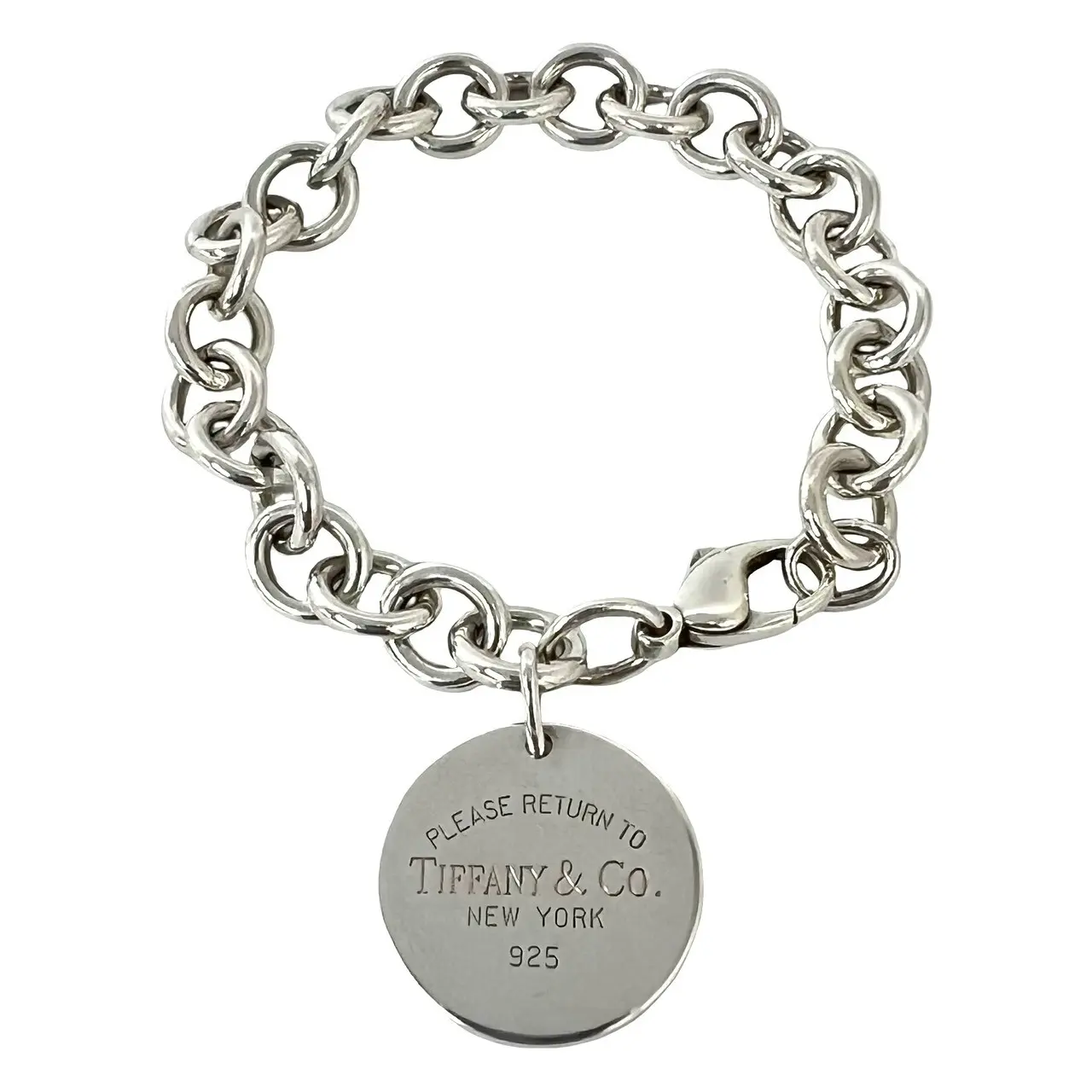 Pre-owned Tiffany & Co. Sterling Silver 925 (Ag925) Small Leather Goods Return To Tiffany Silver Bracelet