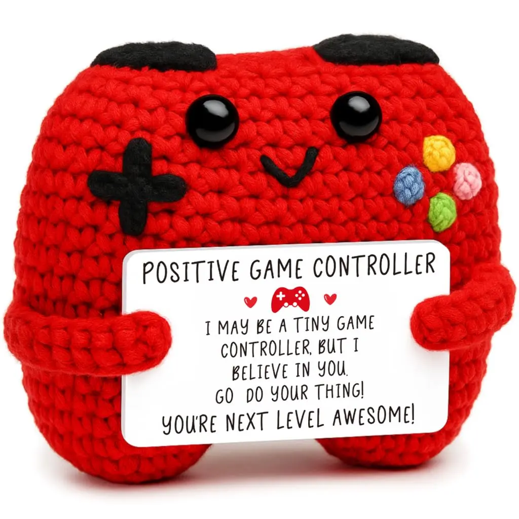 Positive Crochet Knitting Game Controller, Handmade Crochet Figure, Amigurumi Gift, Suitable for Teen Girls and Boys, Gamer Doll Toy, Ideal for Children, Sons, Brothers