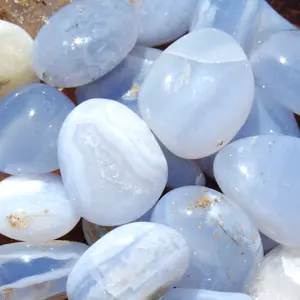 Blue Lace Agate Crystal Tumbled Stones, Namibia