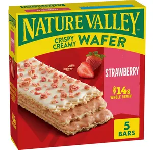 Nature Valley Crispy Creamy Wafer Bars, Strawberry, Whole Grain, 5 Bars, 6.5 oz
