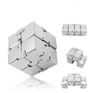 Silver Color Infinity Cube, Teen Anxiety Relief Gift, Cool Metal Halloween and Party Accessory, Stylish Silver Color Decoration