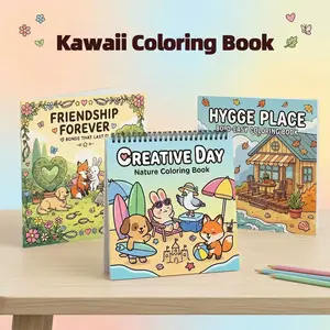 Kawaii Coloring Book Set (3pcs), Nature Coloring Book - Illustrations for Stress Relief, Relaxation & Creativity, Vibrant Patterns for Teens, Adults, Ideal for stress relief, Perfect Gift for Easter, Birthdays, Christmas, Beginner-Friendly