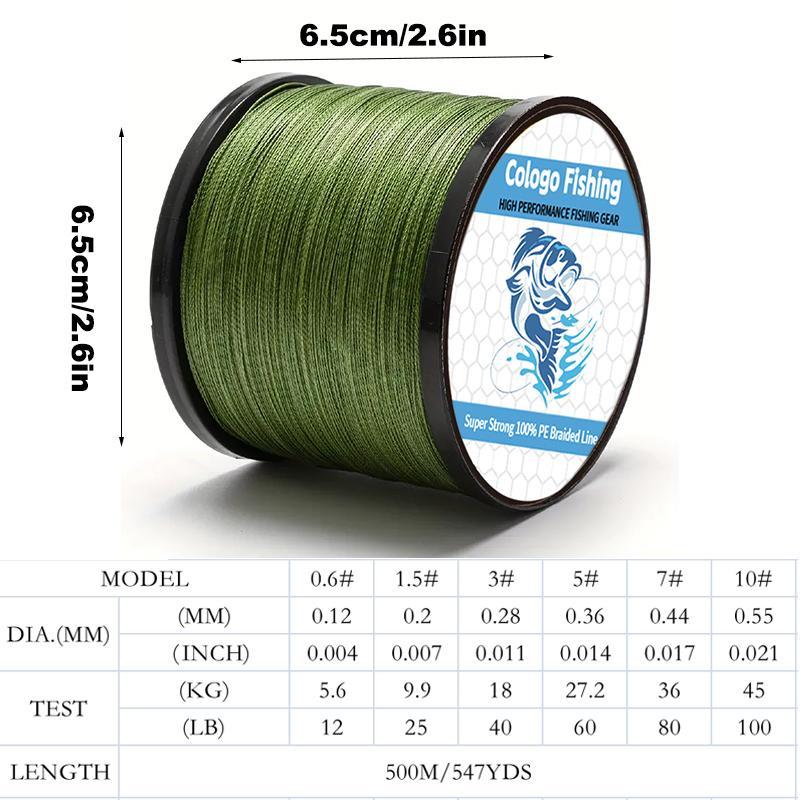 4-strand Multifilament Braided Fishing Line, 500m/1640ft Fishing Line, Strong Durable & Long-lasting Fishing Line, Tackle Accessories