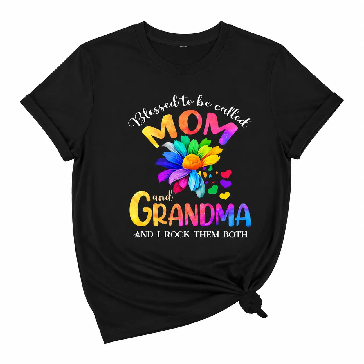 Women's Casual Short Sleeve "Blessed To Be Called Mom And Grandma" Floral T-Shirt, Mother's Day Gift, S-5XL