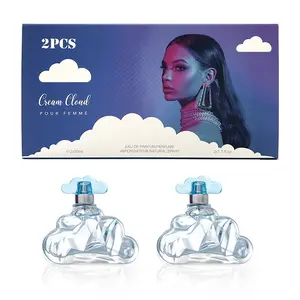 2pcs*50ml Set  Cloud Design  Sweet Floral Fruity Gourmand Perfume: Coconut Pear Cream Woody musk Spray Amazing  Romantic  natural light fragrance luxury women perfume mist elegant daily fragrance
