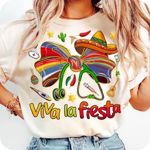 Cinco de mayo Nurse Coquette Shirt, Viva La Fiesta Tshirt, Mexican Nurse Tee, Cinco de mayo coquette bow, Mexican nurse