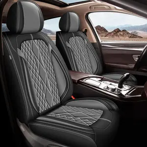 For BMW X5 2007-2024:Seat Covers 5 Seat Full Set Faux Leather Seat Covers, 5 Seat Full Set, Black & GreyUniversal