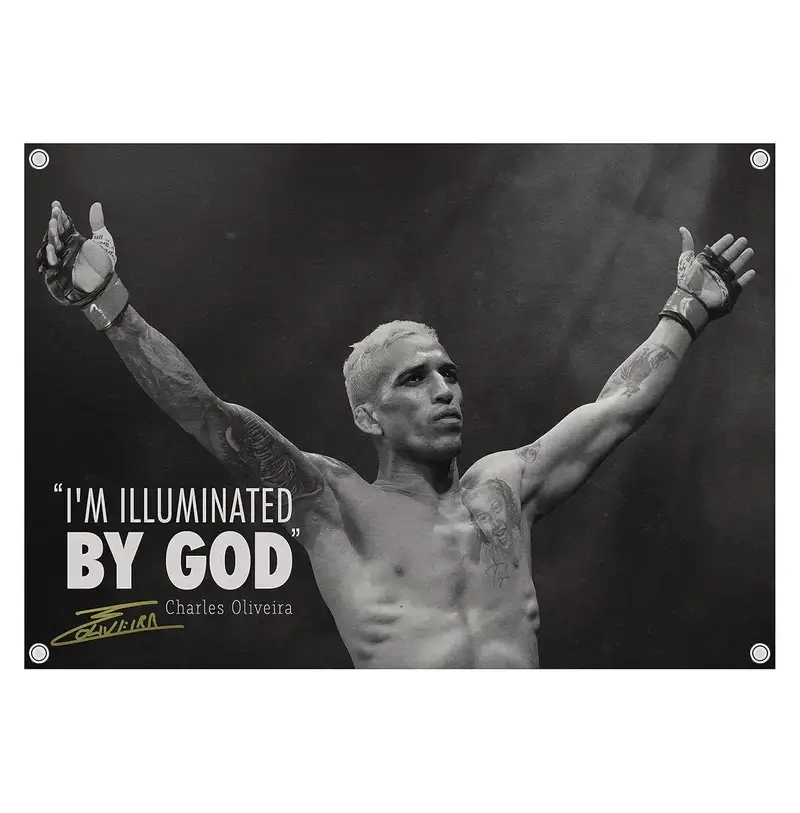 Charles Oliveira Do Bronx Quote UFC Inspired Hanging Wall Art Tapestry - Retro, Lightweight Combat Sports Banner for Octagon Gym, Bedroom Decoration - Gift for UFC Fans