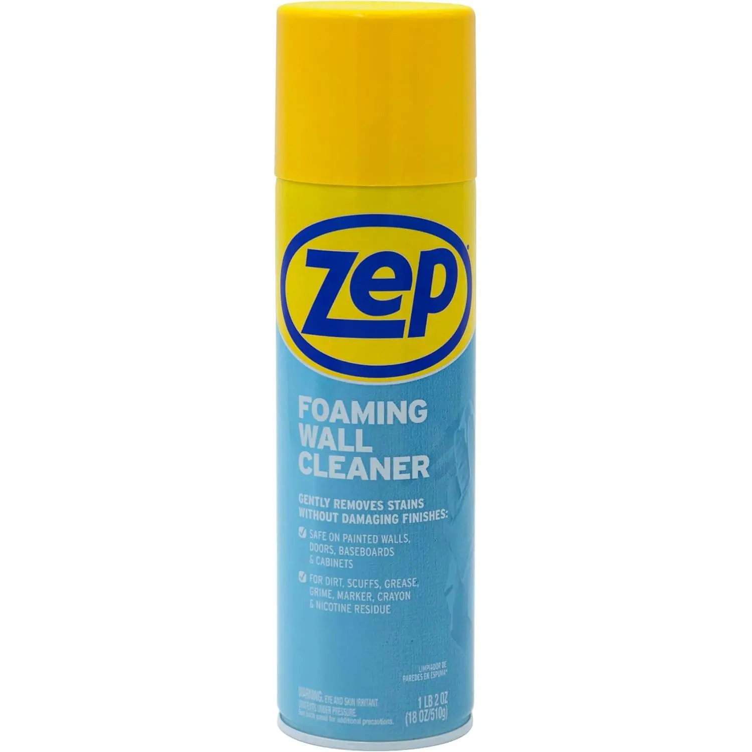 Zep ZUFWC18 Foaming Wall Cleaner, 18 oz, Clear| Removes Stains Damaging Finishes