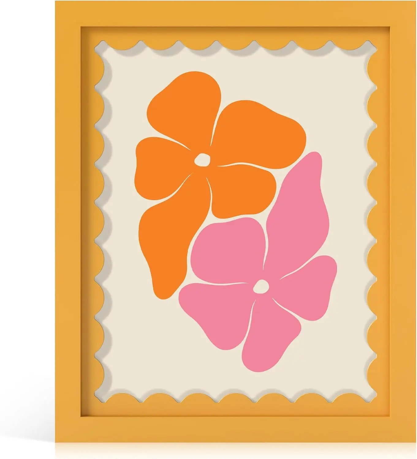 8x10 Picture Frame with Real Glass, Wooden cute 8 x 10 Photo Frame with Wavy Mat for Tabletop and Wall Hanging, Yellow, 1 Pack